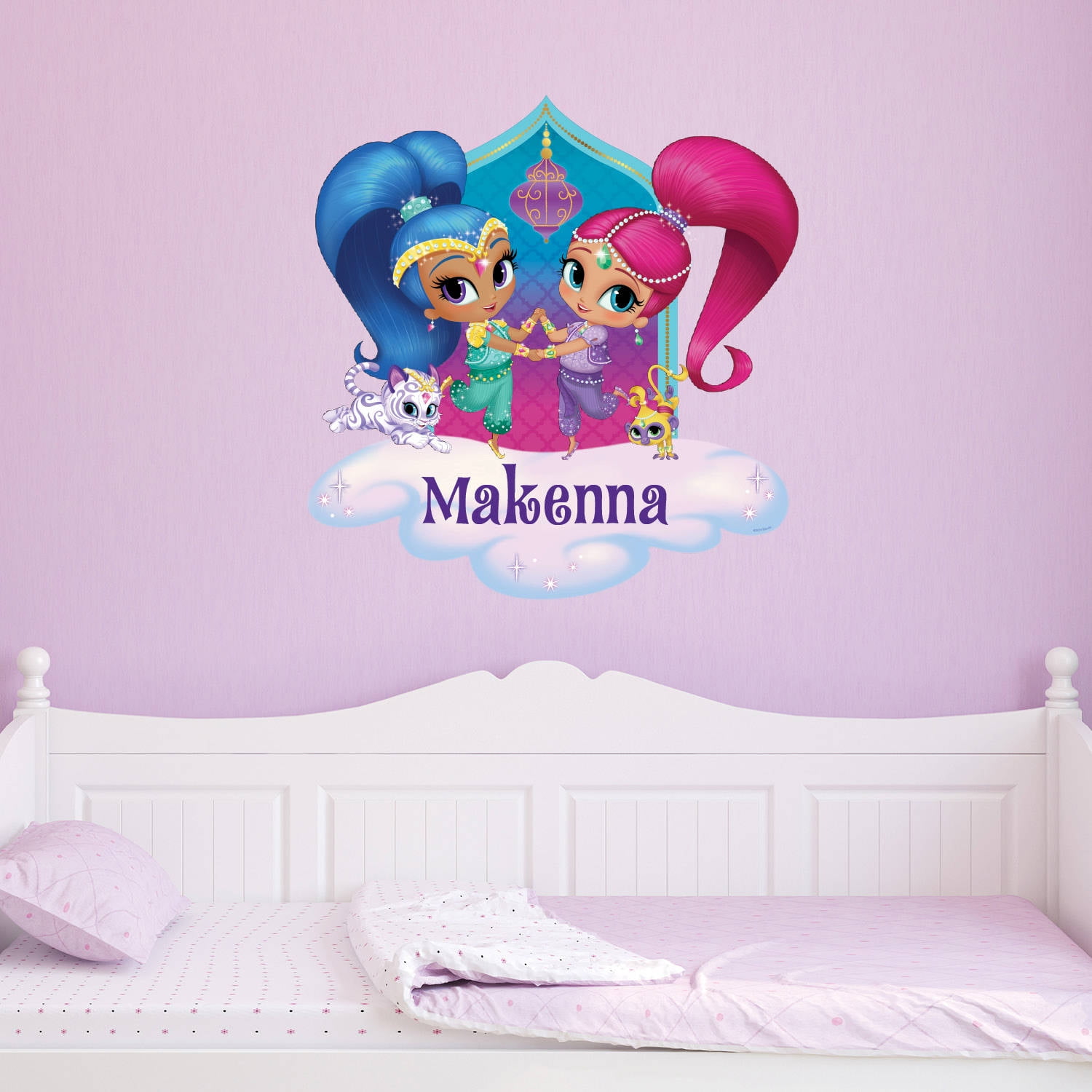 Personalized Shimmer And Shine Glitter Friends Easy Move Canvas Decal Pink