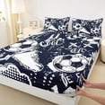 thumbnail image 3 of Homewish Cartoon Soccer Graffiti Twin Sheet Sets, Black White Honeycomb Abstract Twin Fitted Sheet, Sports Lover Flat Sheet, Super Cozy Room Decor, 3 Pieces, 3 of 7
