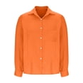 thumbnail image 6 of ClodeEU Womens Button Down Shirts,Casual Long Sleeve Blouses,Textured Collared Work Tops with Pocket Orange,Womens Plus S, 6 of 6