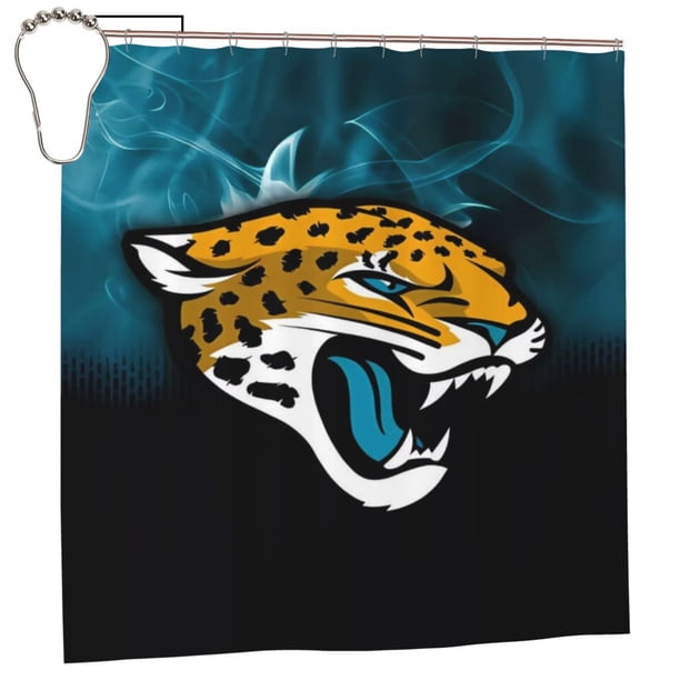 JJ_Jaguars Cortina de ducha impermeable de secado rápido para baño, cortina de ducha con ganchos, decoración de fútbol americano, juego de cortinas de ducha para baño, plancha de 72 x 72 pulgadas