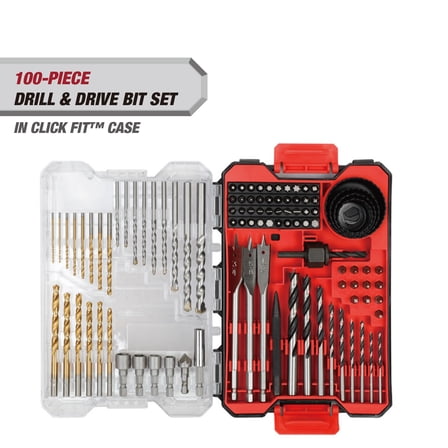 Hyper Tough 100-Piece Drill and Drive Tool Set in Click Fit™ Case