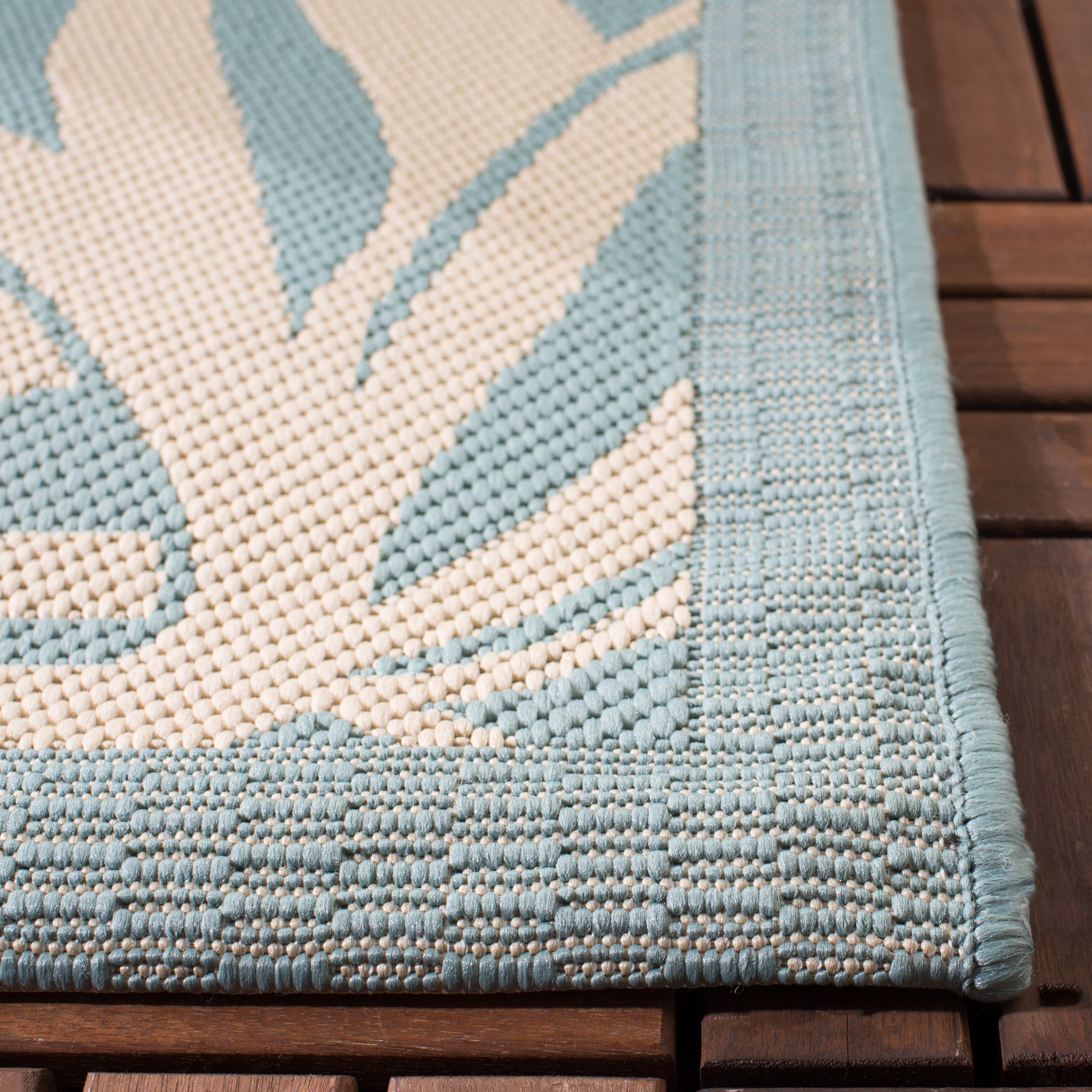 Safavieh Courtyard Bryanna Floral Indoor/Outdoor Runner Rug, Aqua/Cream, 2'3" x 10'