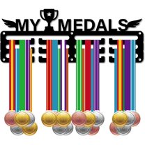 Medal Holder Medal Hangers Medal Rack Display Sports Metal Hanging Awards Iron Small Mount Awards for Wall Home Badge Race Running Soccer Swimming Medalist Black 11.4 x 4.3 Inch-My Medals