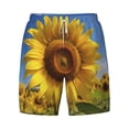 thumbnail image 4 of Lsque Mens Swim Trunks Sky Golden Sunflower Field A Pattern - Bathing Suit Compression Liner - Beach Swim Shorts Swimwear - (S-3XL) - Stretch Quick Dry -Medium, 4 of 9