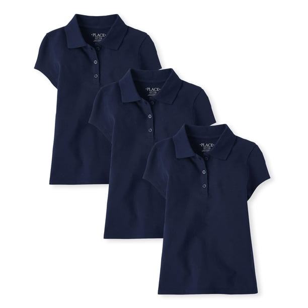 Polo The Children's Place para niñas, azul marino, 3 unidades, talla XXL