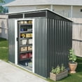 thumbnail image 2 of 6x5 FT Storage Shed Outdoor Metal Tool Shed Waterproof with Lockable Sliding Door for Backyard Garden Patio Lawn, Black, 2 of 7