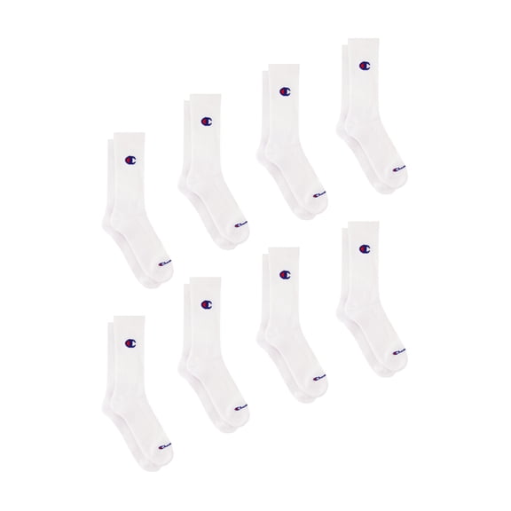 Champion Men’s Crew Socks 8 Pack – Half Terry Cushion, Moisture-Wicking, Arch Support, Reinforced Toe & Heel, Sizes 6–12.5