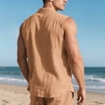 thumbnail image 6 of Kilaqueen Cotton Linen Mens Shirts Button Down Lapel Solid Color Sleeveless Tank Tops Lightweight Casual Spring Summer Soft Tops with Chest Pocket, 6 of 9