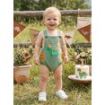 thumbnail image 4 of RUINIXCW Half Way to One Baby Boy Half Birthday Outfit 1/2 Birthday Summer Clothes Bubble Romper Overalls Dinosaur Embroidery Sleeveless Waffled Bodysuit Playsuit, 4 of 6