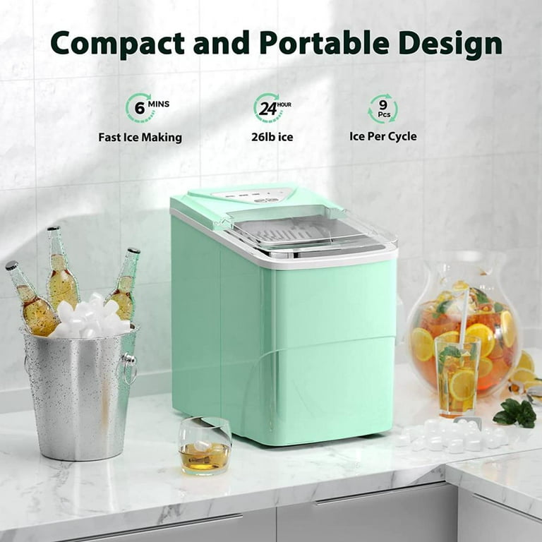 Electric Countertop Ice Maker with Ice Scoop and Basket
