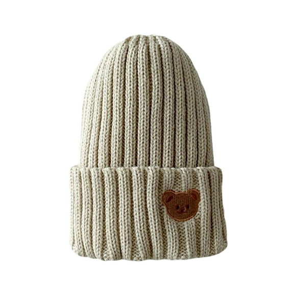 Mialoley Kids Baby Winter Hat Cute Bear Embroidery Warm Knitted Beanie Cap for Toddler Boys Girls Cold Weather Accessories