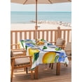 thumbnail image 2 of 60x84 Inch Outdoor Tablecloth with Umbrella Hole Zipper Rectangle Yellow Lemon Rectangular Tablecloths Outside Waterproof Blue Flower Botanical Blossom Motif Spring Patio Table Cover for Picnic Party, 2 of 8