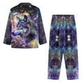 thumbnail image 3 of SEANATIVE Galaxy Wolf Pjs for Men 2 Piece Button Down Pajamas Set Long Sleeve Top and Pants Loungewear with Pockets Size 4XL Pajama House Wear Soft Sleepwear Pajamas, 3 of 6