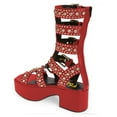thumbnail image 3 of FSJ Women Platform Studded Mid Calf Gladiator Sandals Open Square Toe Buckle Block Heels Summer Dress Party Zipper Shoes Size 11 Red, 3 of 4