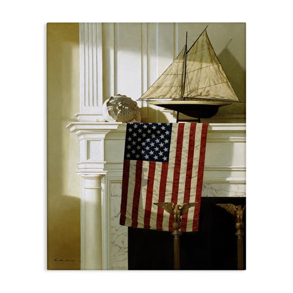 Stupell Industries Coastal US Nautical Mantle Still-Life Canvas Art, 24 x 30, by Zhen-Huan Lu