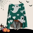 thumbnail image 3 of nerohusy Women's Halloween Sweater Graphic Sweatshirts Vintage Spooky Season Pumpkin Ghost Print Long Sleeve Knit Pullover Sweatshirt Light Blue,S, 3 of 3