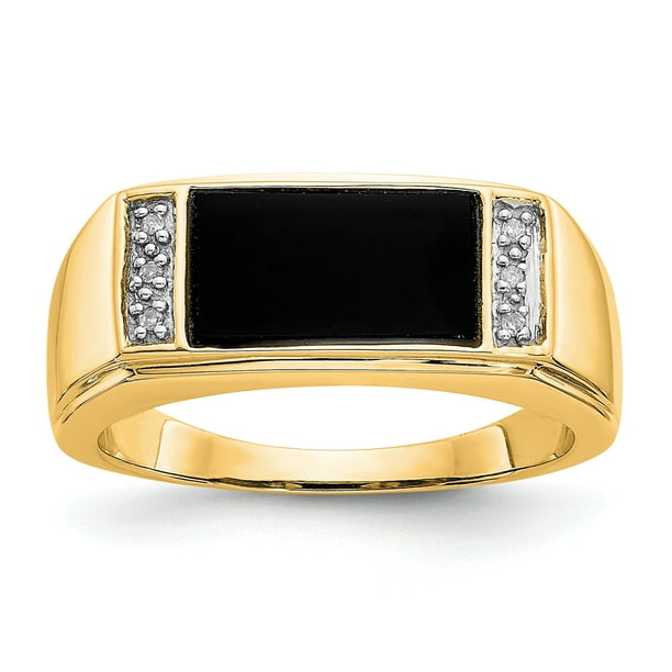 Ring Men Onyx - 14K Gold 9 MM Men's Onyx and Diamond Ring, Size 10 ...