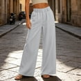 thumbnail image 4 of Inverlee Women's Front Seam Wide Leg Dress Pants Elastic High Waist Loose Business Casual Trousers Gray L, 4 of 8