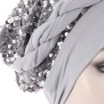 thumbnail image 4 of SPRING PARK Chemo Cancer Head Hat Cap Ethnic Shiny Sequins Twisted Braid Hair Cover Wrap Turban Headwear, 4 of 5