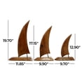 thumbnail image 4 of 20", 17", 13"H Brown Teak Wood Handmade Sail Boat Sculpture, by DecMode (3 Count), 4 of 10