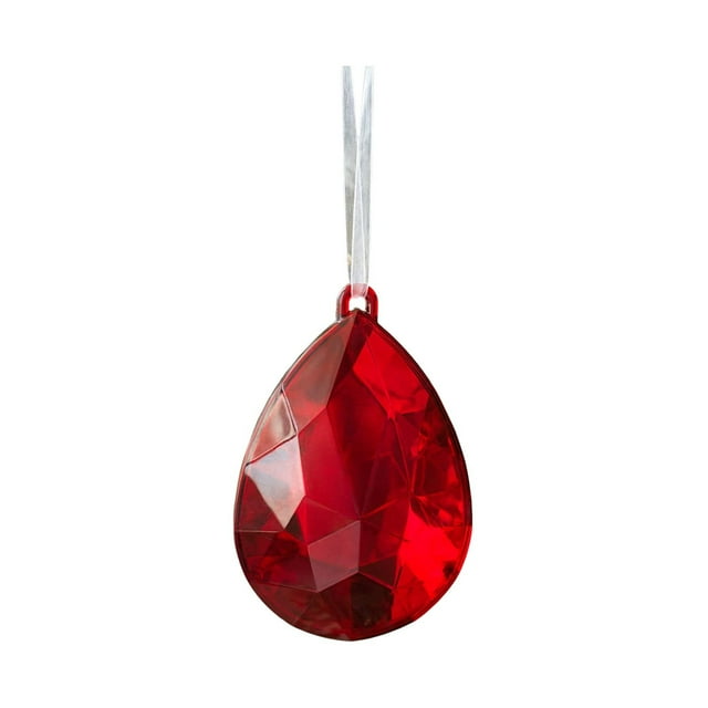 Ornements de Sapin de Noël Rouges Pendentifs de Pierres Précieuses en Plastique Rouges Scintillants Décorations des Fêtes Ensemble de 1 4,72 Pouces