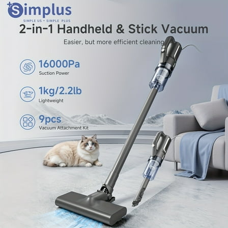 YZHENDEC 2in1 Corded Vacuum Cleaner 16,000Pa | 400W Handheld & Stick | 0.1.32gal Dust Cup | 4m Cord | 9pc Kit