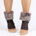 thumbnail image 5 of Dengjunhu Women Solid Color Faux Fur Crochet Knit Leg Warmers Cuffs Toppers Boot Socks, 5 of 7