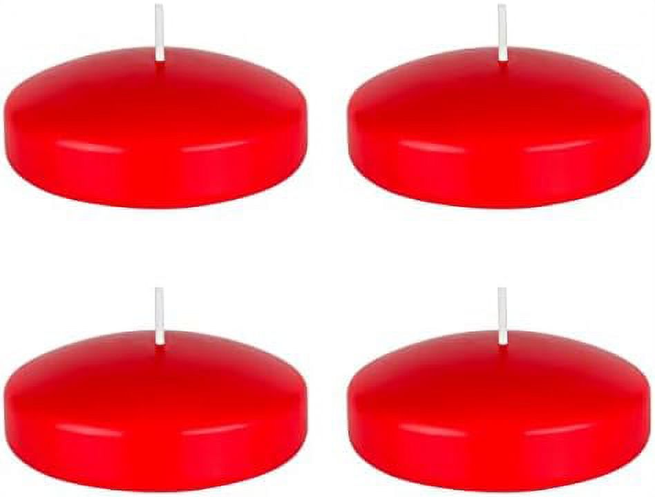 4 Pcs Unscented Red Floating Disc Candle, Hand Poured Paraffin Wax