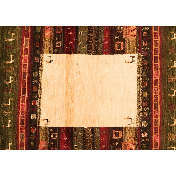 Ahgly Company Indoor Rectangle Abstract Orange Contemporary Area Rugs, 3' x 5'