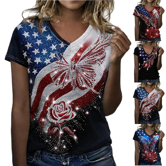 2026 250th Anniversary of USA: Vintage Commemorative Women's Long Sleeve Shirt 4th of July Collection, CrewNeck Short Sleeve Shirt Celebration Patriotic Flag Print 1776-2026 Tshirt Black L