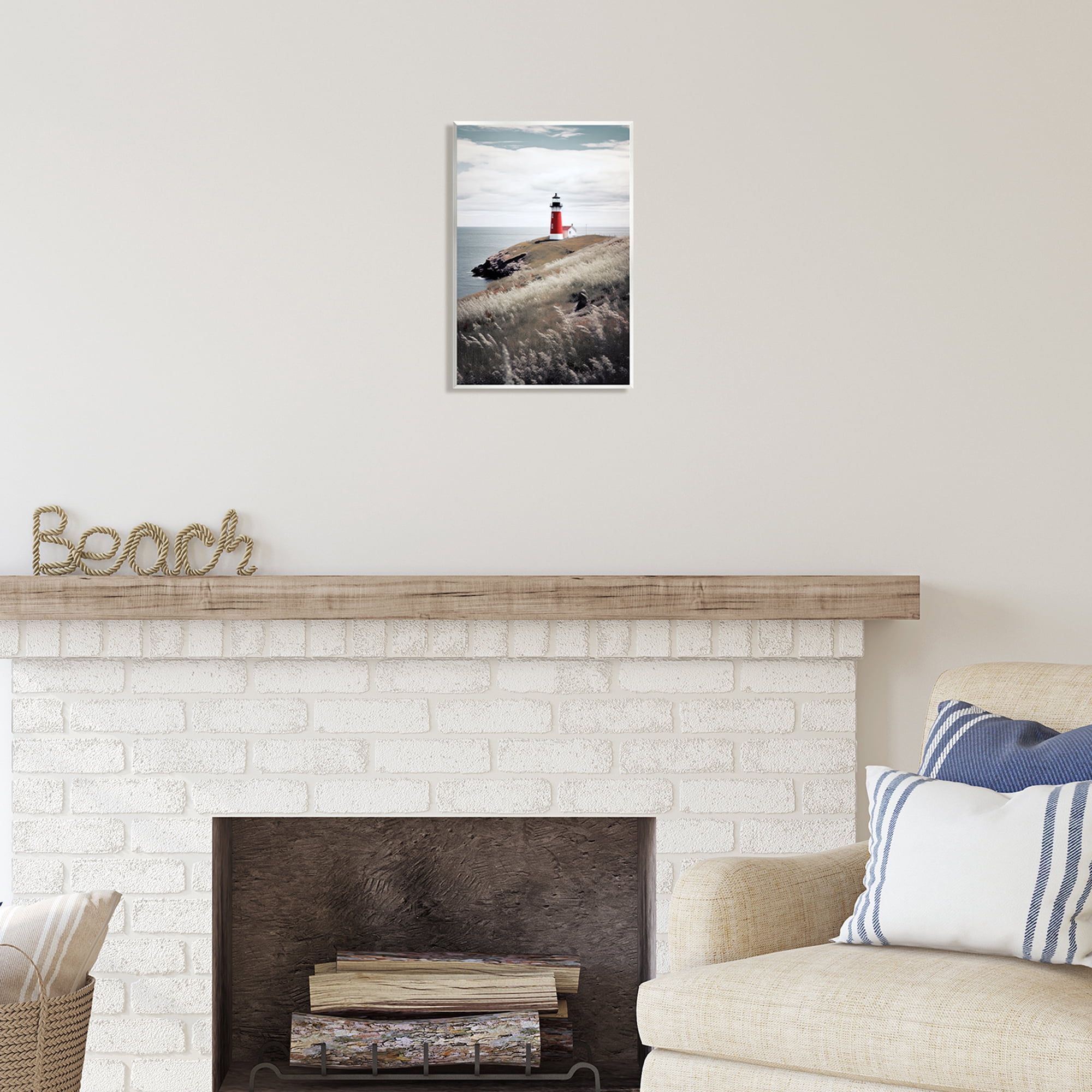 Stupell Industries Red Lighthouse Landscape Landscape Photography Unframed Art Print Wall Art, 10 x 15