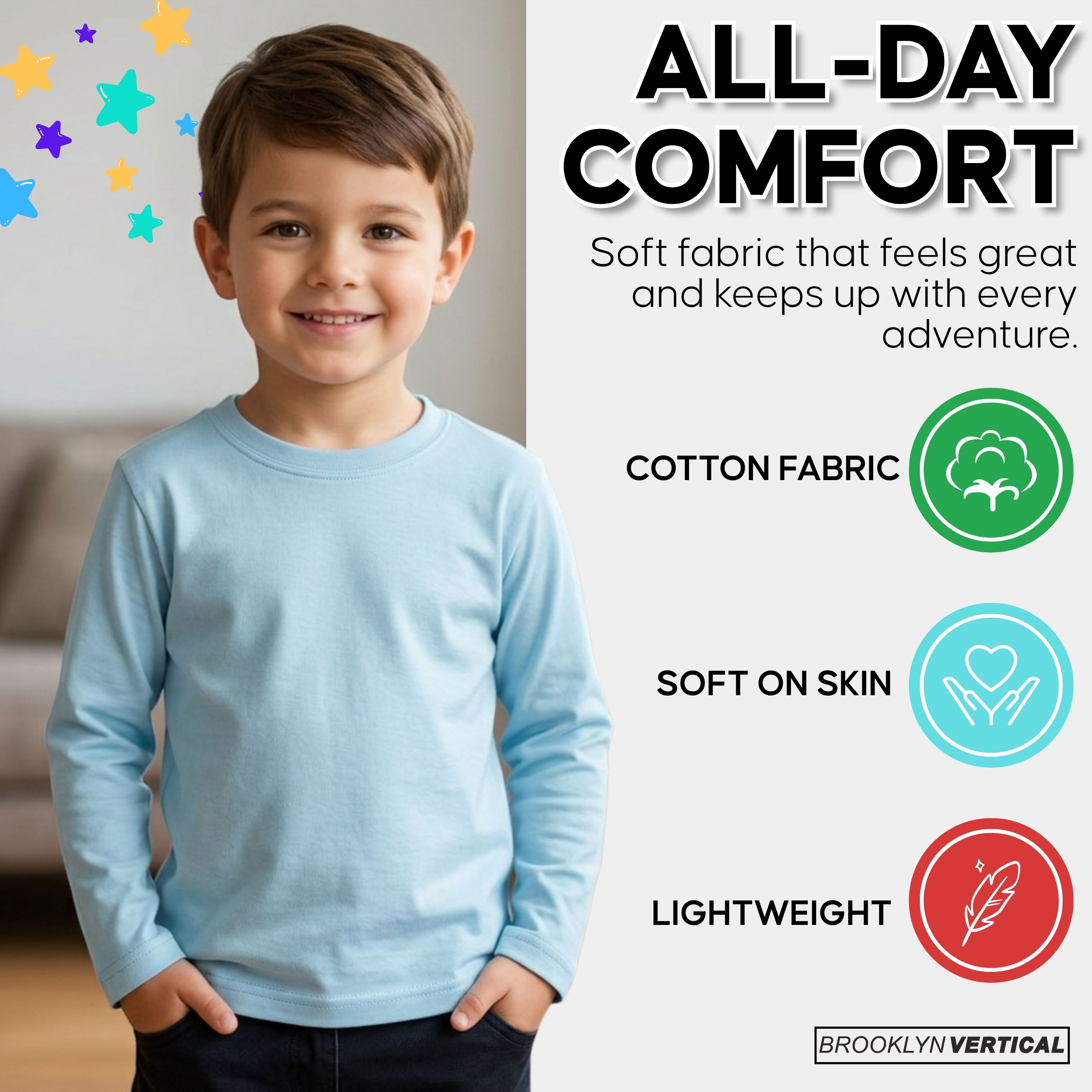 Brooklyn Vertical Boys 4-Pack Long Sleeve Cotton Tee Shirts photo 6