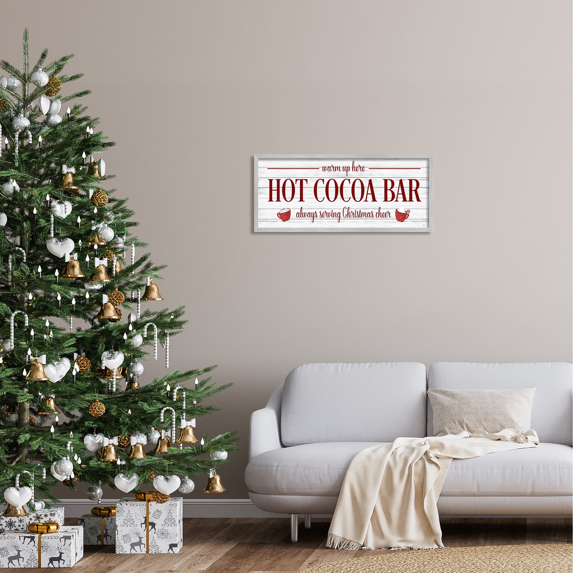 Stupell Industries Hot Cocoa Bar Winter Beverage Holiday Painting Gray Framed Art Print Wall Art