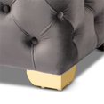 thumbnail image 3 of Baxton Studio Avara Pouf Moderne en Velours Touffeté Gris et Or, 3 of 8