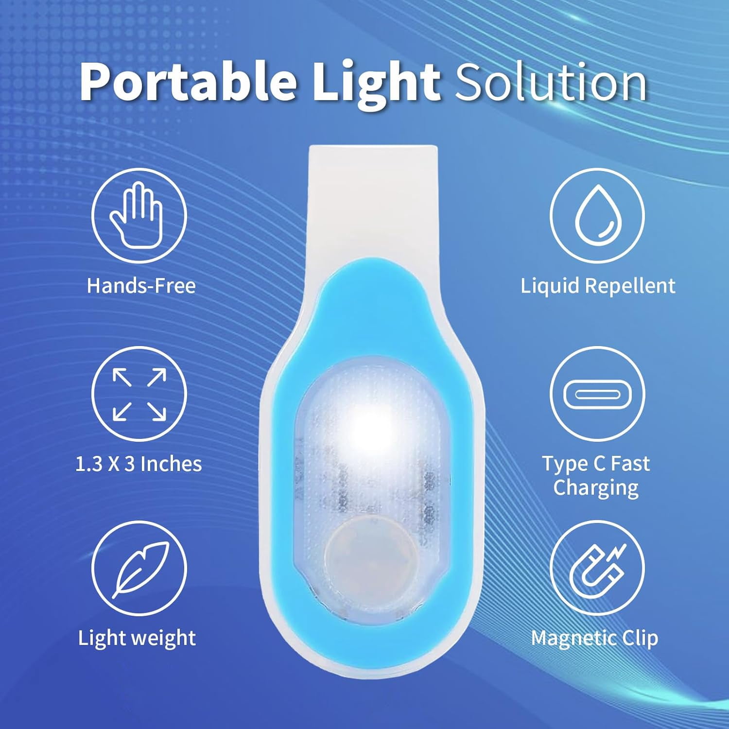 LETOUR Magnetic Clip Rechargeable Flashlight 4000K Hands-Free Light with 3 Modes (High/SOS/Colored), USB-C Fast Charging, 6-8H Runtime, IPX4 Water Resistant