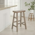 thumbnail image 6 of Rena Barstool Set of 2, Saddle Style Seat, Light Brown Mahogany Wood, 6 of 6