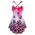 thumbnail image 1 of Tallas grandes Impresión de flores Crisscross Tie Dye Typer Top Rosegal  Camisetas sin mangas de talla grande, 1 of 5