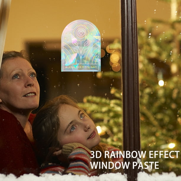 Decoración Pegatinas de ventana de arcoíris 3D Calcomanías de vidrio reflectante de mariposa estrella (9) Tmvgtek Original