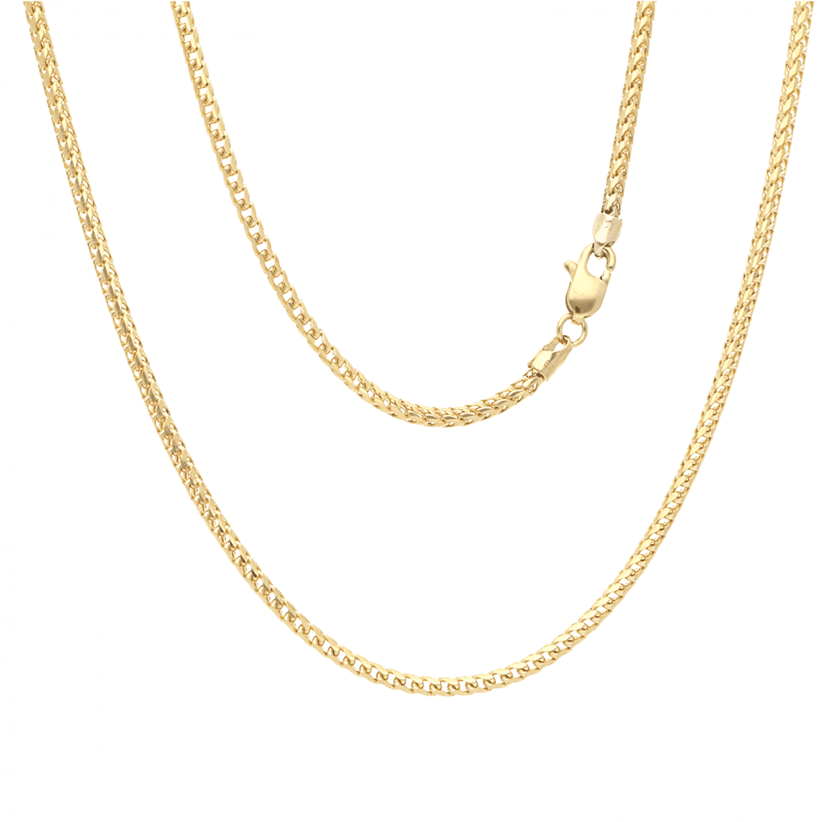 Solid 14K Yellow Gold 2mm Franco Chain 