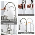 thumbnail image 4 of Wowow 20.7 in.Single Handle Convenient Pull Down Sprayer Kitchen Faucet in Brushed Nickel with Soap Dispenser, 4 of 7