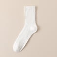 thumbnail image 6 of Dujiujun 1 Pair Women Socks Mid-tube No Odor Solid Color Twisted Flower High Elasticity Anti-slip Breathable Soft Sweat-absorption Anti-shrink Sports Cotton Piled Socks, 6 of 8