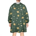 thumbnail image 2 of Wearable Oversized Blanket,Green Sun Moon Star Planet Cloud Pattern Wearable Blanket Hoodie for Adults,Cozy Hooded Blankets with Super Pockets,Super Warm Fuzzy Pullover for Women & Men, 2 of 6