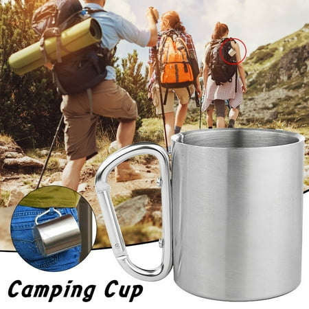 Medallion Double Handle - 4Pcs 220ML Travel Coffee Mug Stainless Steel Lid Tea Drink Tea Cup Handle Double Wall For Camping Hiking Outdoor