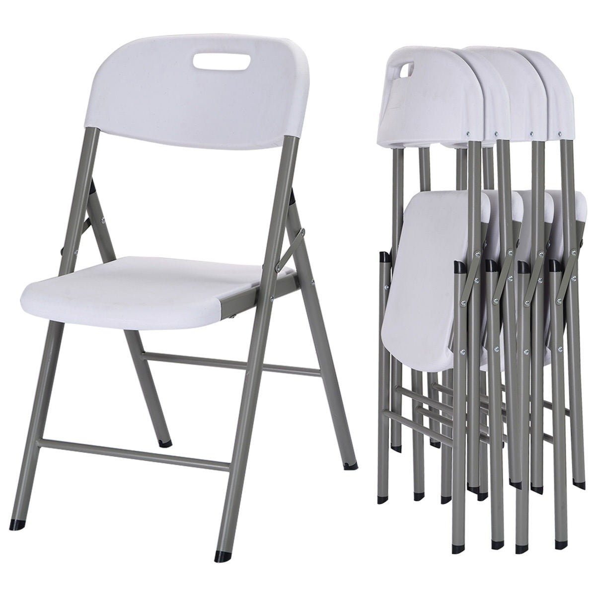 Set Of 4 Folding Chairs Heavy Duty Steel Frame Plastic Commercial Wedding Party