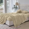 thumbnail image 4 of Elegant Comfort Soft 4-Piece Velvet Plush Flannel Sheet Set - Quality - Cozy Warm, Anti-Static, Non Pilling Fuzzy Velvet Flannel Fleece Deep Pocket Sheet Set - Twin XL, Cream, 4 of 5