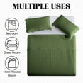 thumbnail image 2 of Ameha 3 Piece Quilt Set Chevron Embossed Bedspread Reversible Ultrasoft Microfiber Adult Bedding Olive Green Color King, 2 of 9