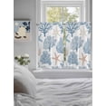 thumbnail image 4 of Light Blue Coral Coastal Kitchen Curtains 54 Inches length, Summer Beach Starfish Shell Window Treatment Curtain Drapes, Thermal Insulated Drapes for Basement Hotel RV, 42"x54", 2 Panels, 4 of 7