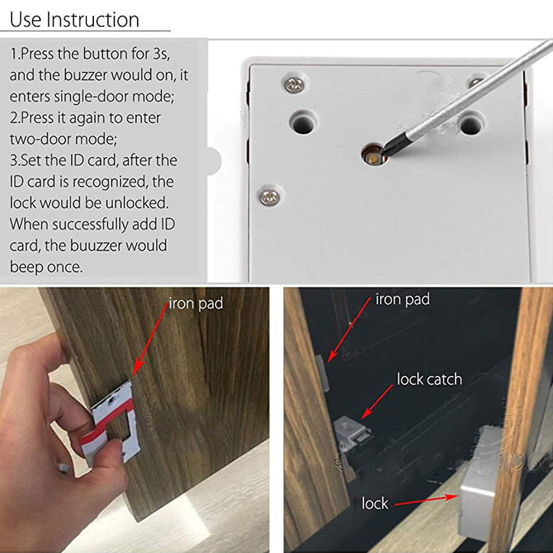 RONSHIN Electronics Universal Intelligent Electric Induction Door Lock Without Hole Battery Operated RFID Cabinet Lock Furniture Lock Drawer Lock with RFID Key
