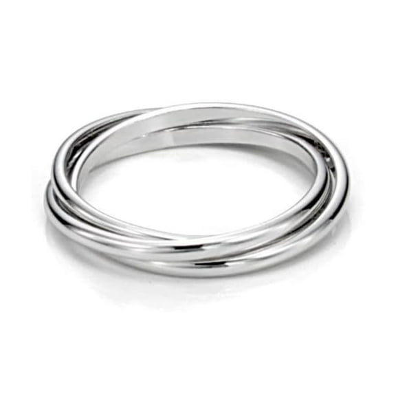 AG 925 JEWELLERY Sterling Silver Triple Interlocked Rolling Minimalist Band Ring, Women Wedding Bridal Ring, Gift For Her
