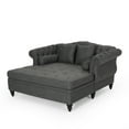 thumbnail image 2 of GDF Studio Horeb Contemporary Indoor Fabric Tufted Double Chaise Lounge, Charcoal and Dark Brown, 2 of 7